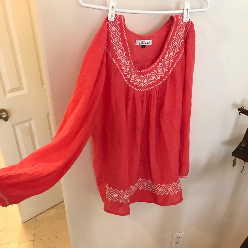 Coral Embroidered Blouse - Picture 2 of 5